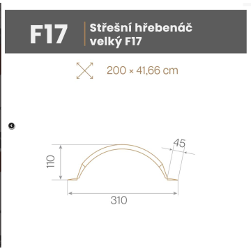 Hrebenáč k škridlovému profilu veľký F17